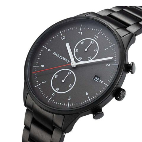 Paul Hewitt | Chrono Line PH004016 | 黑面 黑框 不鏽鋼鐵錶帶  腕錶錶面細節