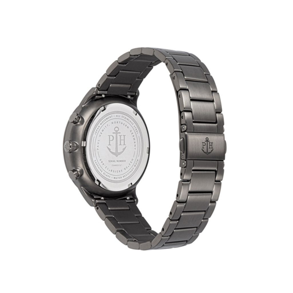 Paul Hewitt | Chrono Line PH004015 | 鐵灰面 鐵灰框 不鏽鋼鐵灰錶帶背面
