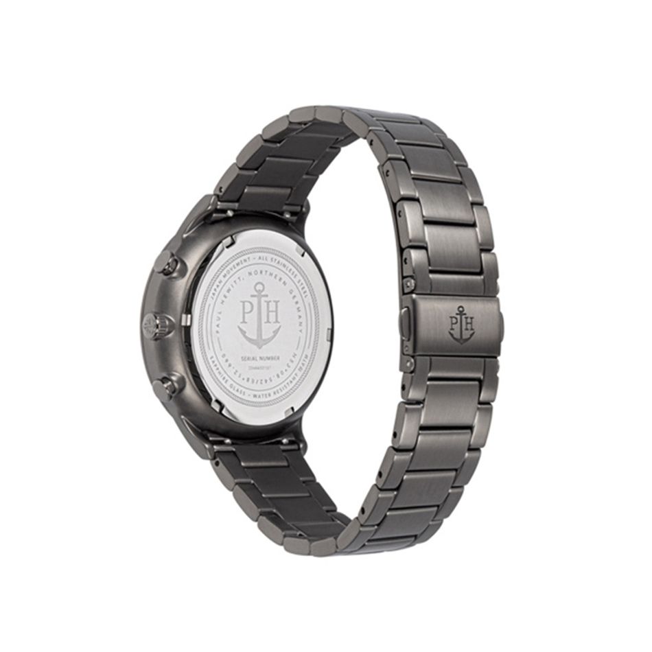 Paul Hewitt | Chrono Line PH004015 | 鐵灰面 鐵灰框 不鏽鋼鐵灰錶帶背面