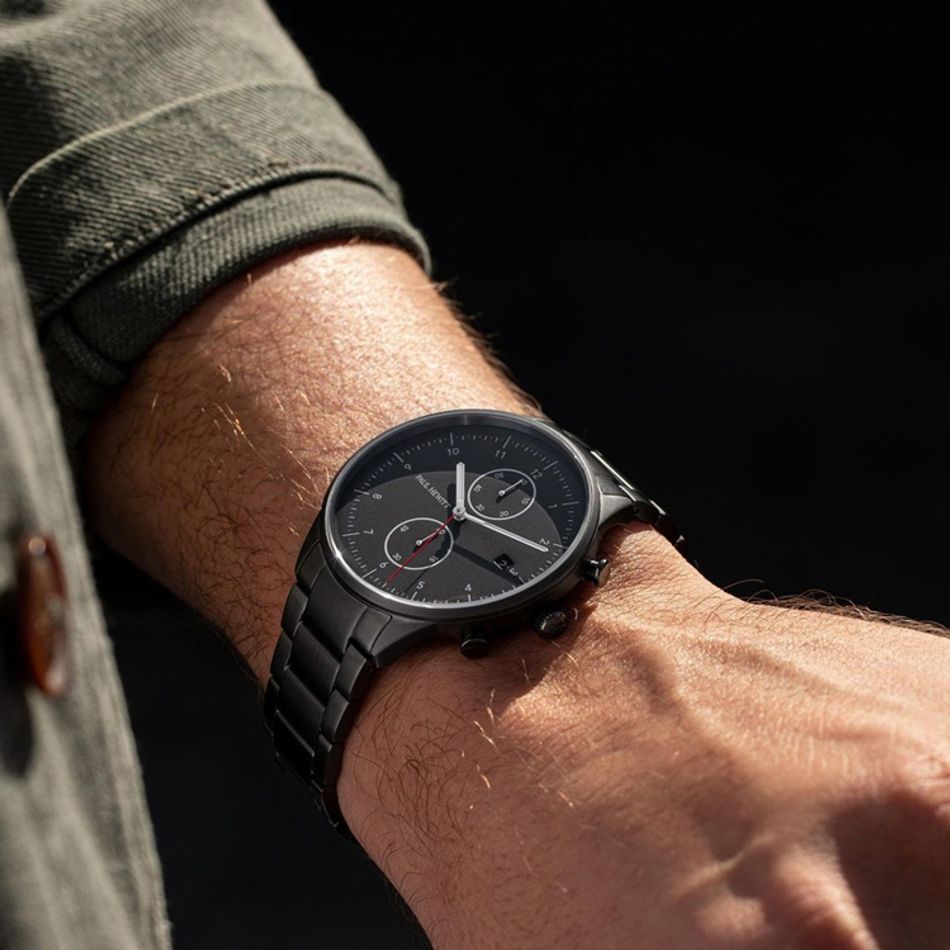 Paul Hewitt | Chrono Line PH004015 | 鐵灰面 鐵灰框 不鏽鋼鐵灰錶帶實戴展示