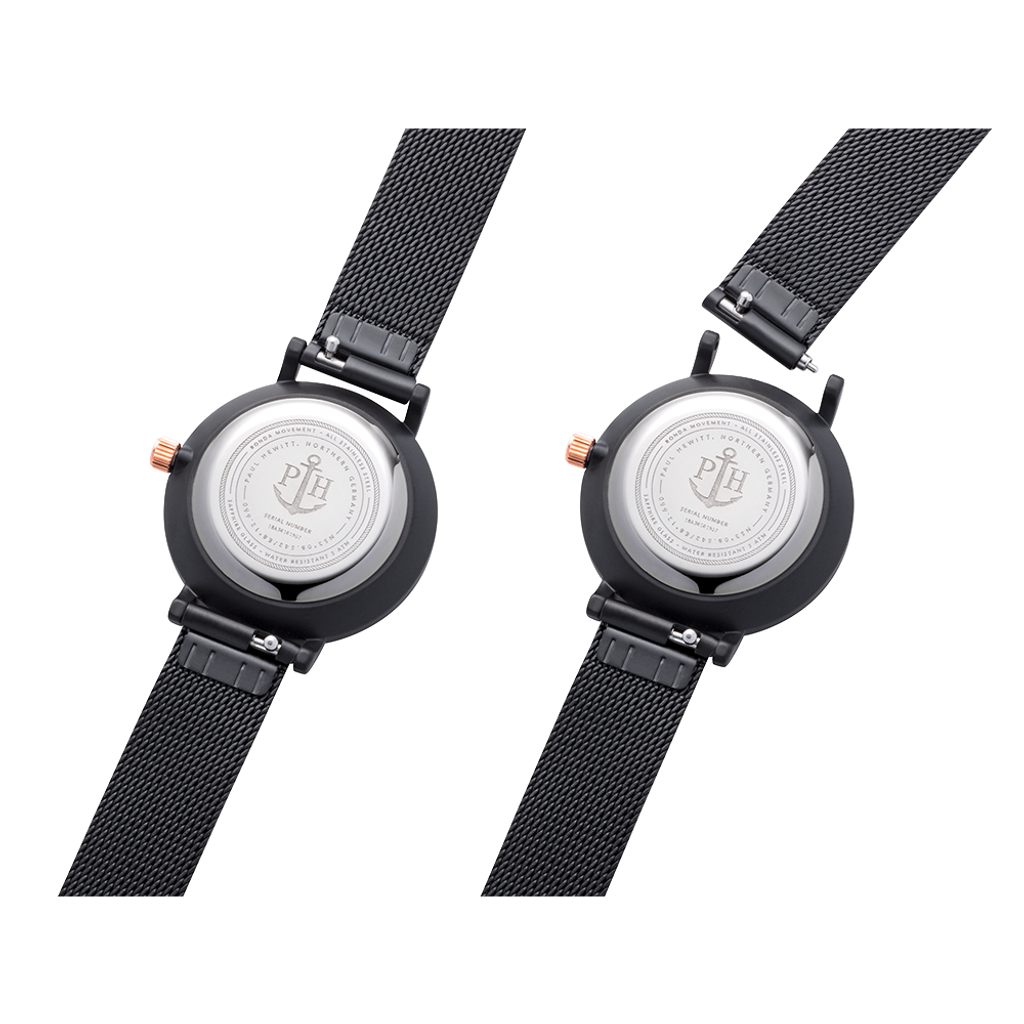 Paul Hewitt | Sailor Line Modest PH-SA-B-XS-BSR-45S | 黑面米蘭帶背面細節