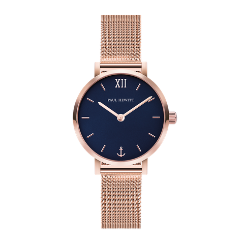 Paul Hewitt | Sailor Line Modest PH-SA-R-XS-Ｂ-45S | 玫瑰金藍面米蘭帶正面