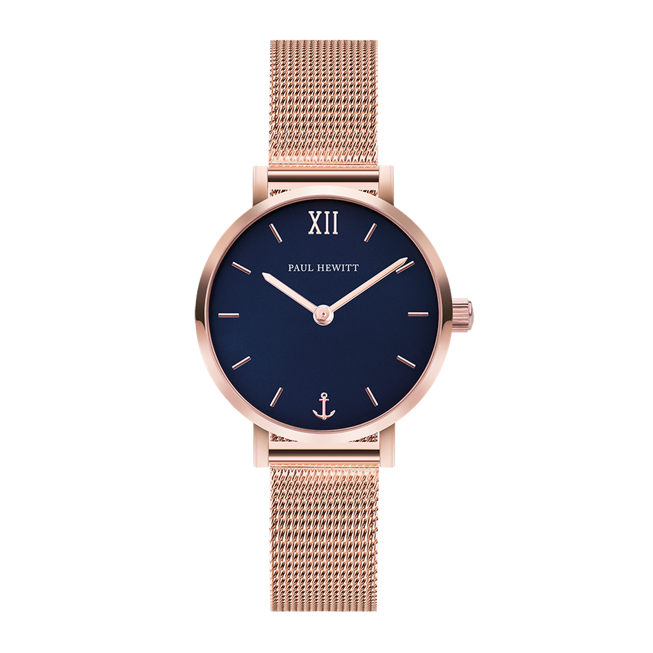 Paul Hewitt | Sailor Line Modest PH-SA-R-XS-Ｂ-45S | 玫瑰金藍面米蘭帶正面