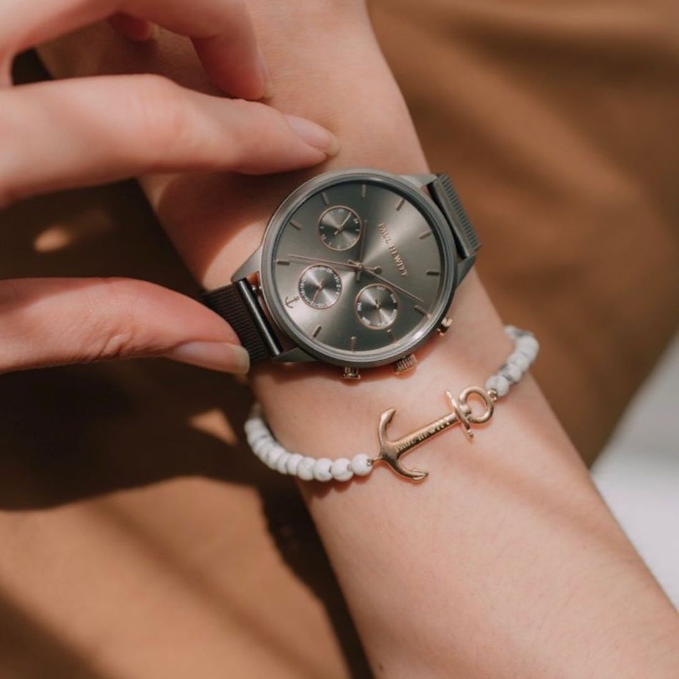 Paul Hewitt | Everpulse Line PH-E-GrM-GrM-52S | 灰色前衛時尚米蘭帶腕錶實帶細節