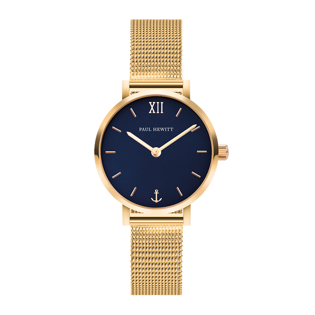 Paul Hewitt | Sailor Line Modest PH-SA-G-XS-B-45S | 藍面金框米蘭帶正面