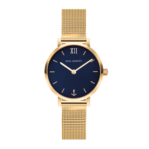 Paul Hewitt | Sailor Line Modest PH-SA-G-XS-B-45S | 藍面金框米蘭帶正面