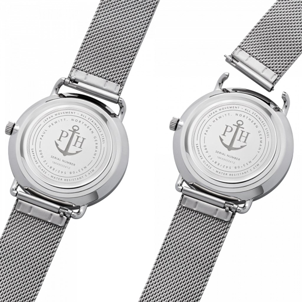 Paul Hewitt | Breakwater Line PH-BW-S-W-4M | 破浪風格米蘭帶腕錶背面細節