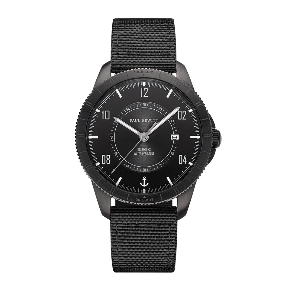 Front-2-Uhr-Tide-Runner-Pure-Black-Gun-Metal-Rubber-Schwarz