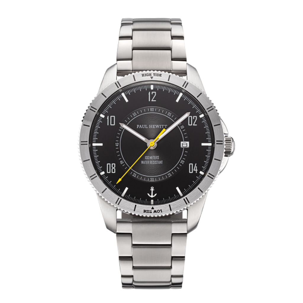 Paul Hewitt | Tide Runner PH002831 | 黑面不鏽鋼腕錶競艇男錶套組正面