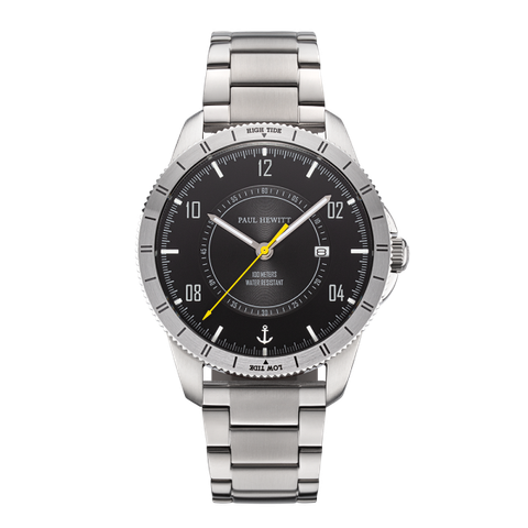Paul Hewitt | Tide Runner PH002831 | 黑面不鏽鋼腕錶競艇男錶套組正面
