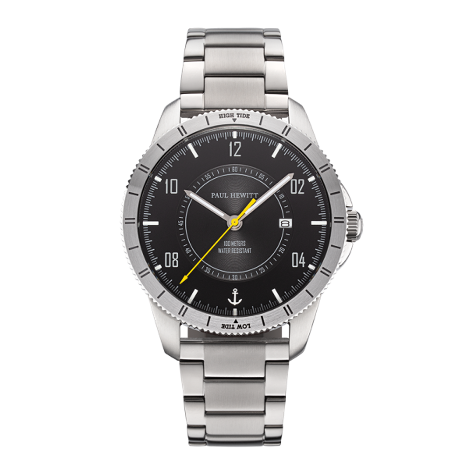 Paul Hewitt | Tide Runner PH002831 | 黑面不鏽鋼腕錶競艇男錶套組正面