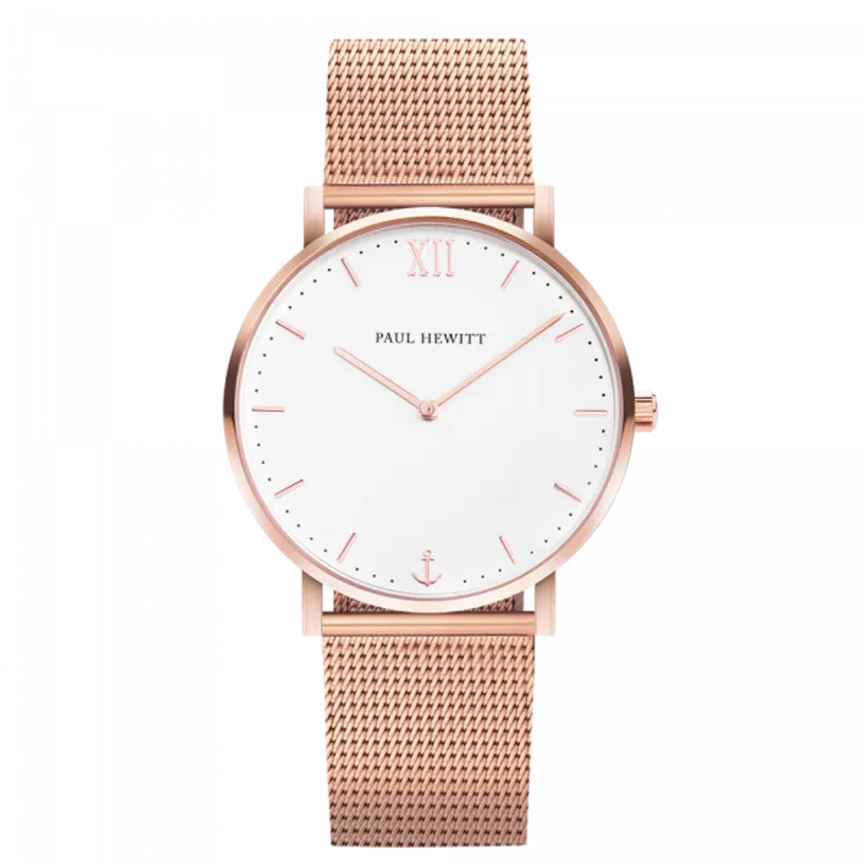 Paul Hewitt | Sailor Line PH-SA-R-SM-W-4S | 白面玫瑰金米蘭腕錶正面