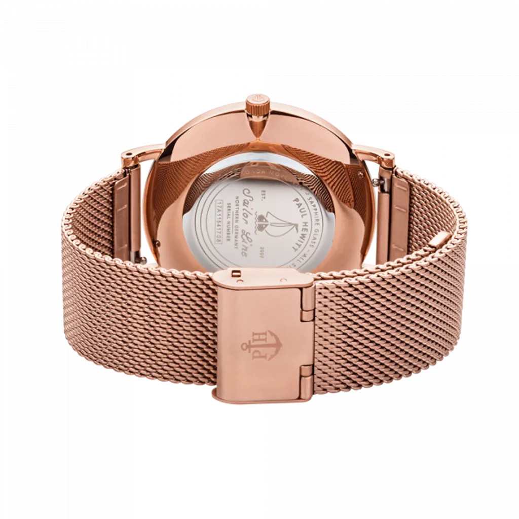 Paul Hewitt | Sailor Line PH-SA-R-SM-W-4S | 白面玫瑰金米蘭腕錶背面