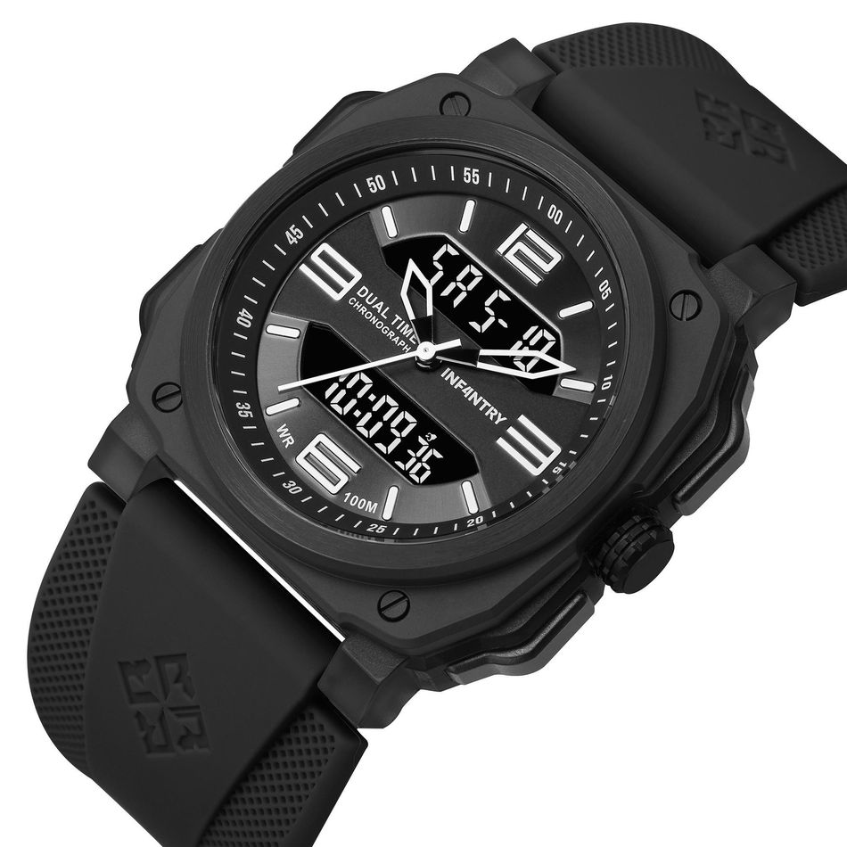 INF4NTRY | REVO47-AD01-BK | 方殼腕錶 機械鏤空 男錶錶面細節