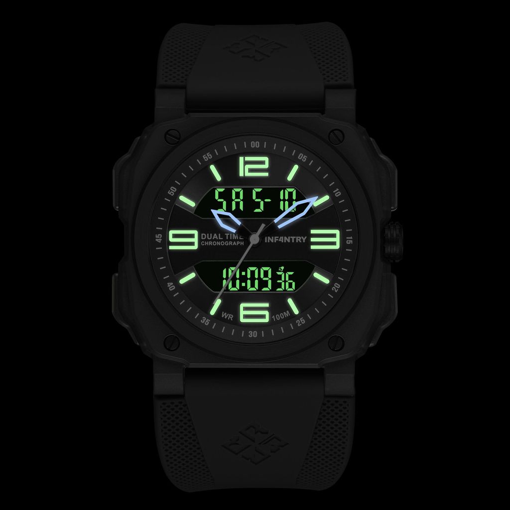 INF4NTRY | REVO47-AD01-GY | 灰色方殼腕錶 機械鏤空 男錶夜光