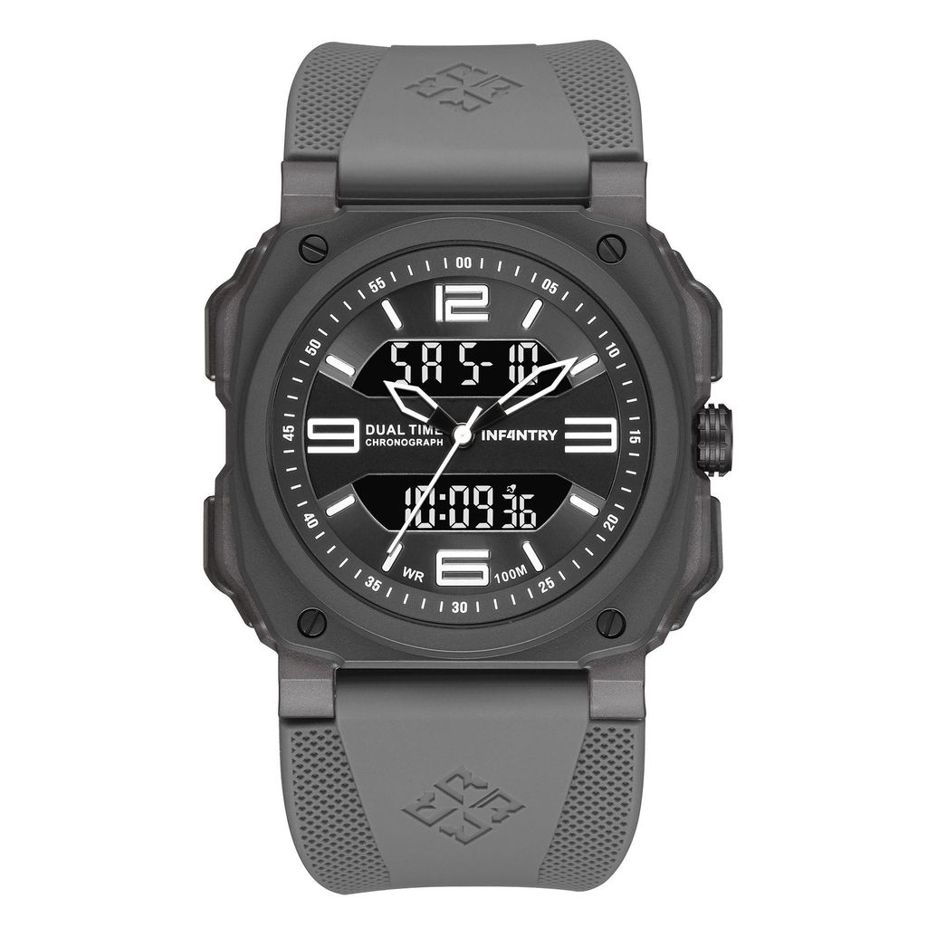 INF4NTRY | REVO47-AD01-GY | 灰色方殼腕錶 機械鏤空 男錶正面