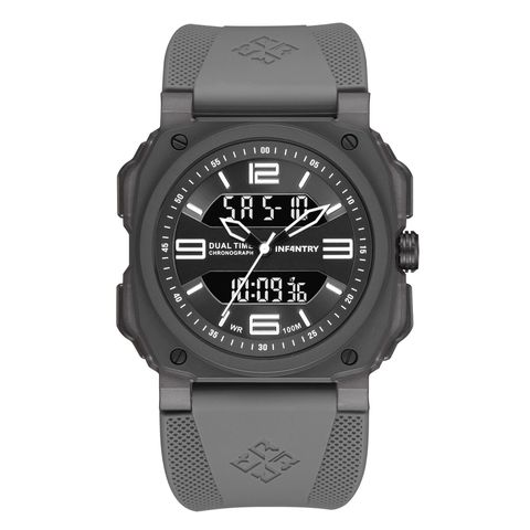 INF4NTRY | REVO47-AD01-GY | 灰色方殼腕錶 機械鏤空 男錶正面