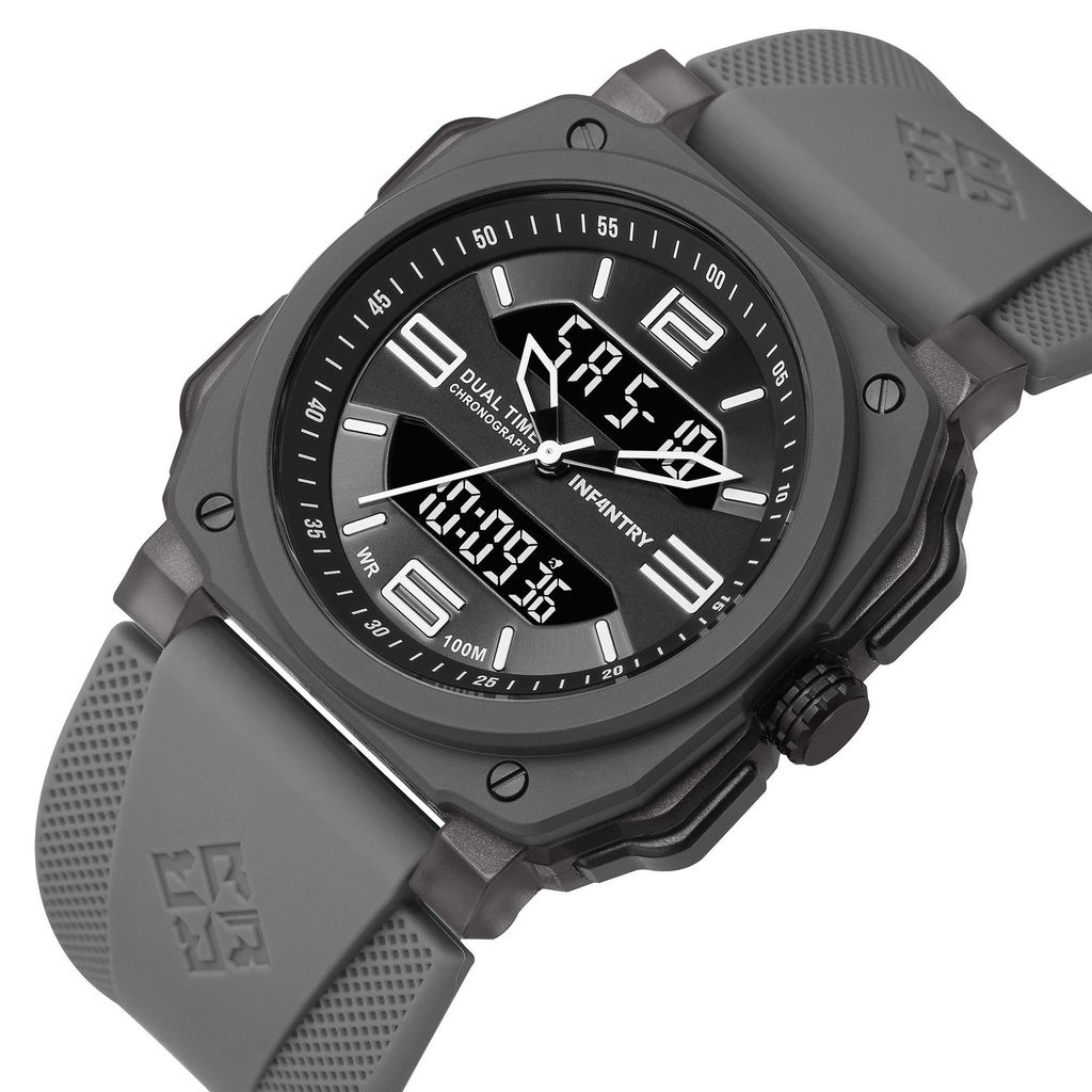 INF4NTRY | REVO47-AD01-GY | 灰色方殼腕錶 機械鏤空 男錶側面細節