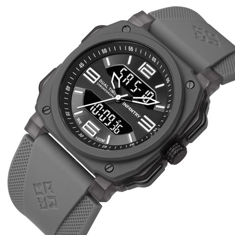 INF4NTRY | REVO47-AD01-GY | 灰色方殼腕錶 機械鏤空 男錶側面細節