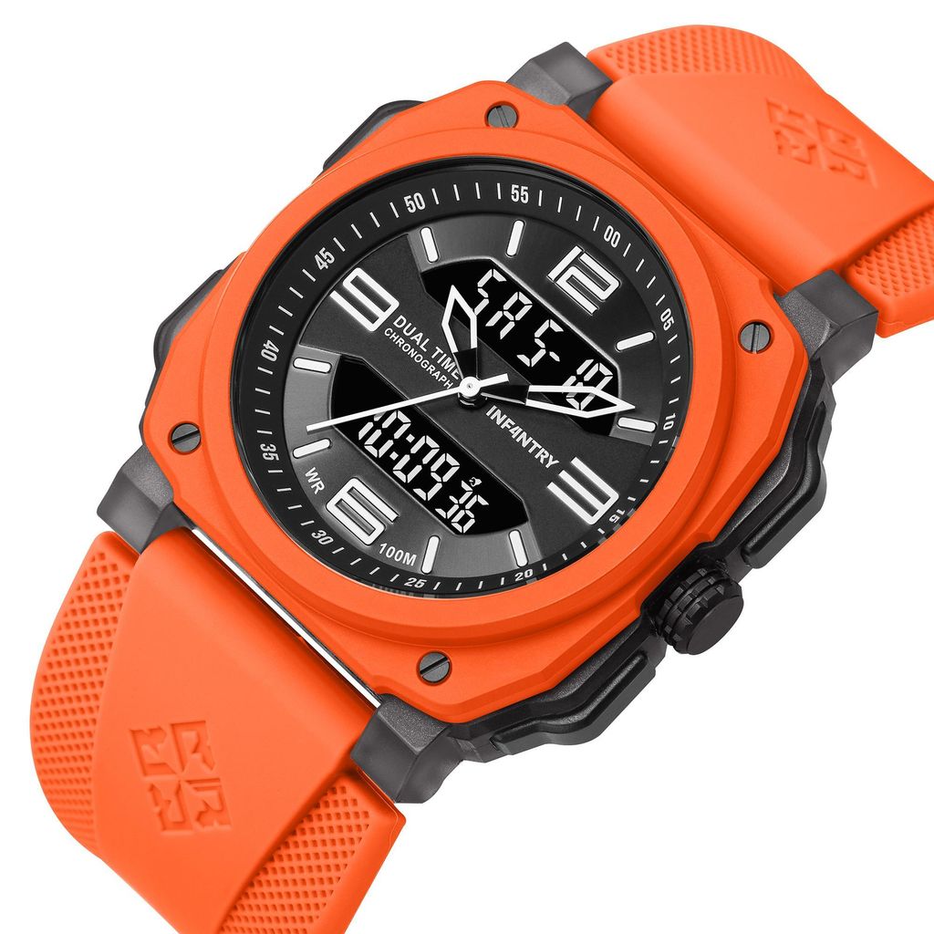 INF4NTRY | REVO47-AD01-OR | 橘色方殼腕錶 機械鏤空 男錶側面