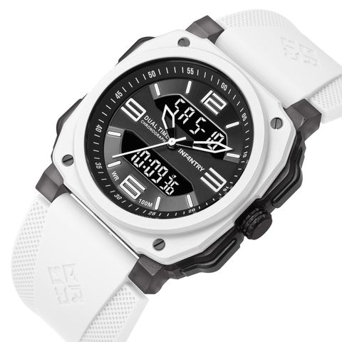 INF4NTRY | REVO47-AD01-WH | 黑面白色方殼腕錶 機械鏤空 男錶側面