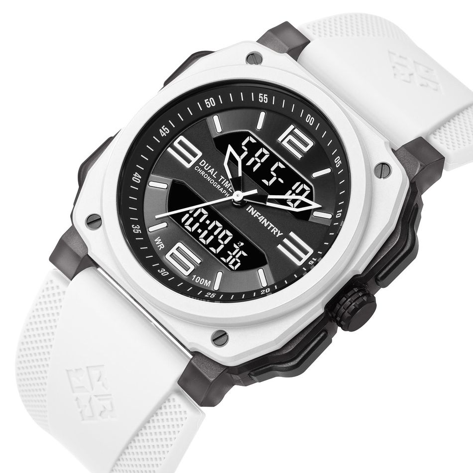 INF4NTRY | REVO47-AD01-WH | 黑面白色方殼腕錶 機械鏤空 男錶側面