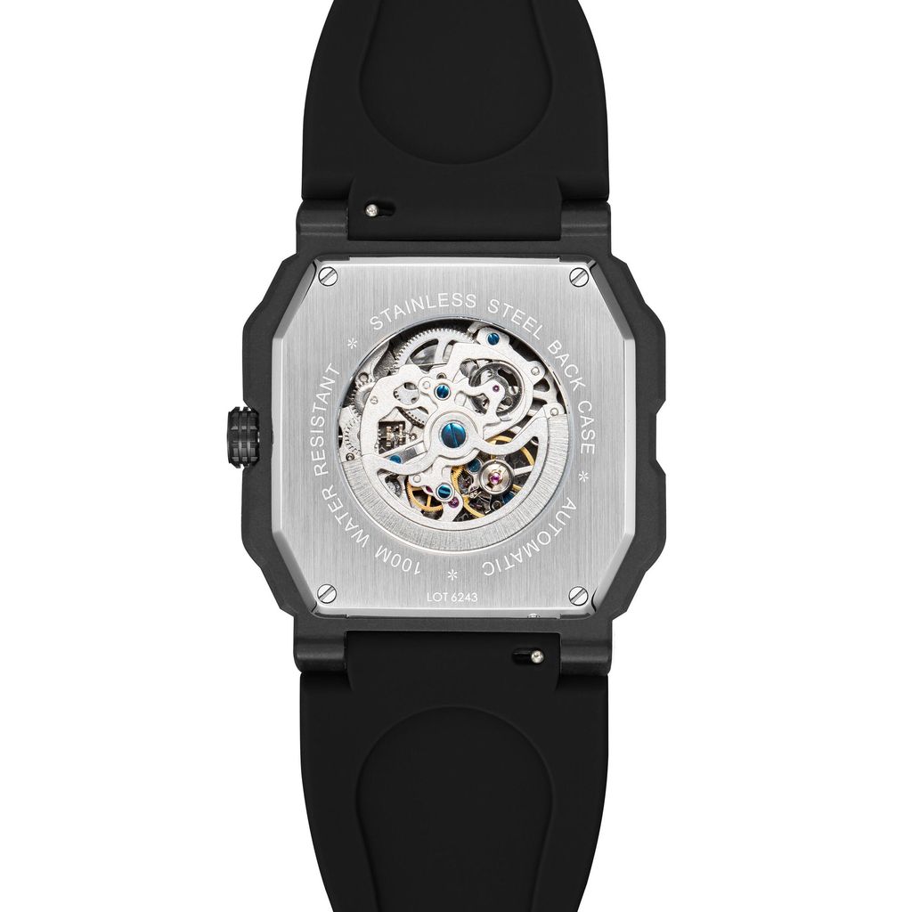 INF4NTRY | REVO47-SKL01-OR | 橘色方殼腕錶 機械鏤空 男錶背面