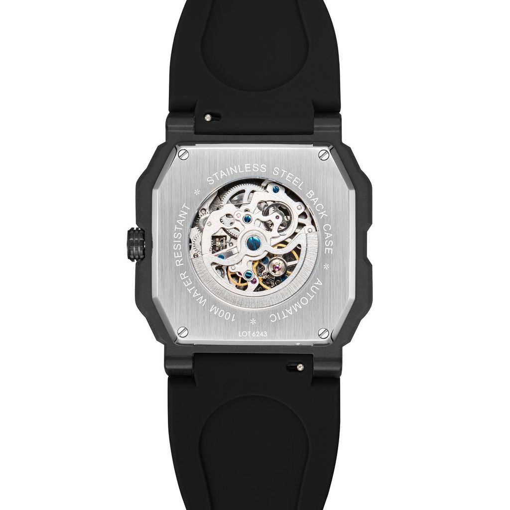 INF4NTRY | REVO47-SKL01-WH | 白色方殼腕錶 機械鏤空 男錶背面