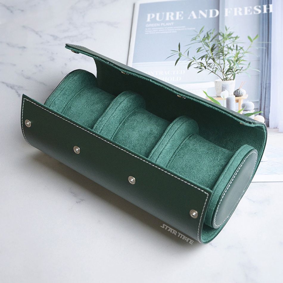手錶收納盒  LBG001-3 皮革手錶收納盒 三入錶盒 質感綠開盒展示