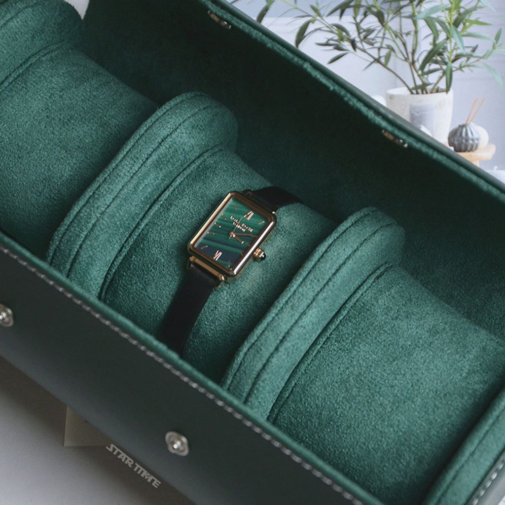 手錶收納盒  LBG001-3 皮革手錶收納盒 三入錶盒 質感綠內裡展示