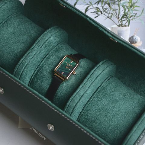 手錶收納盒  LBG001-3 皮革手錶收納盒 三入錶盒 質感綠內裡展示