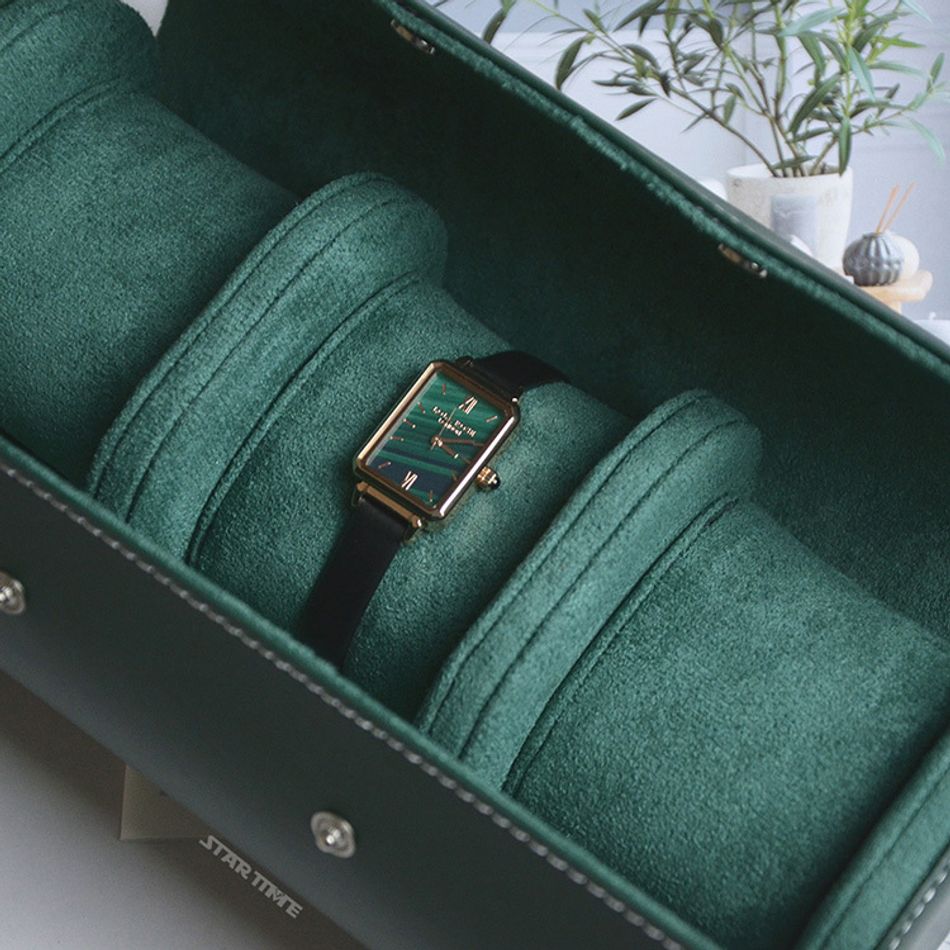 手錶收納盒  LBG001-3 皮革手錶收納盒 三入錶盒 質感綠內裡展示