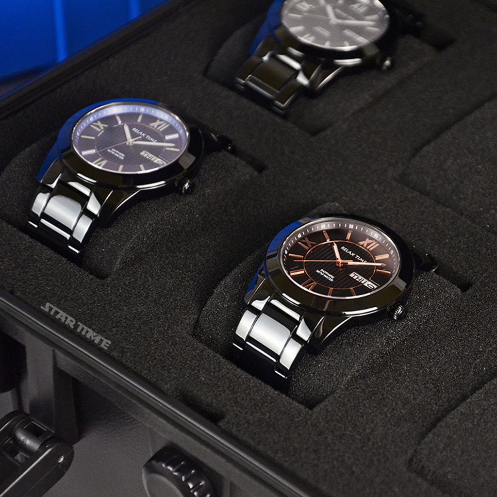 手錶收納盒  可攜帶式 黑色手提防撞手錶收納盒 攜帶方便錶盒 6入錶盒展示盒