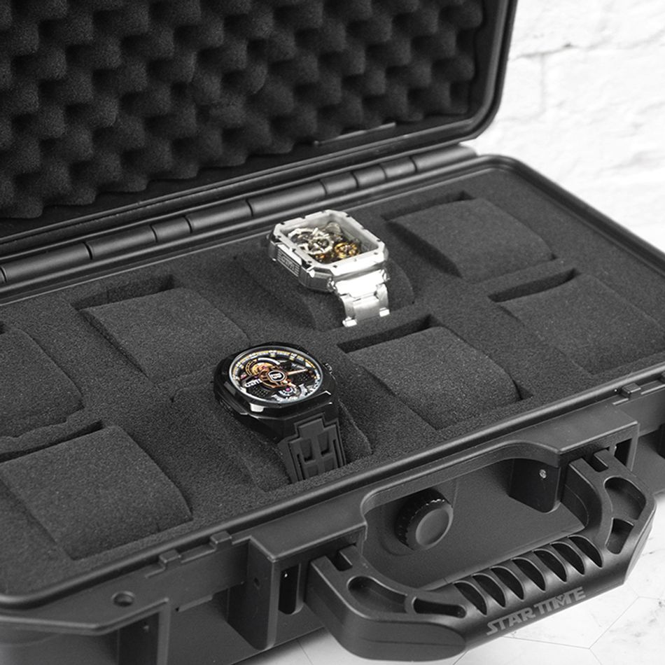 手錶收納盒  可攜帶式 黑色手提防撞手錶收納盒 攜帶方便錶盒 8入錶盒 內部展示