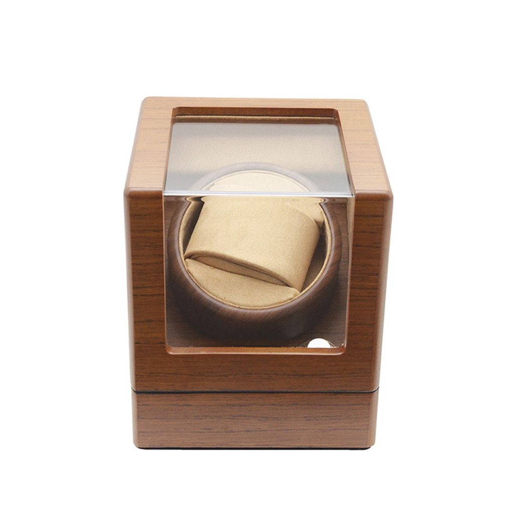 手錶收納盒  旋轉盒 機械錶盒 原木色 2入 機械腕錶自動上鍊盒 正面