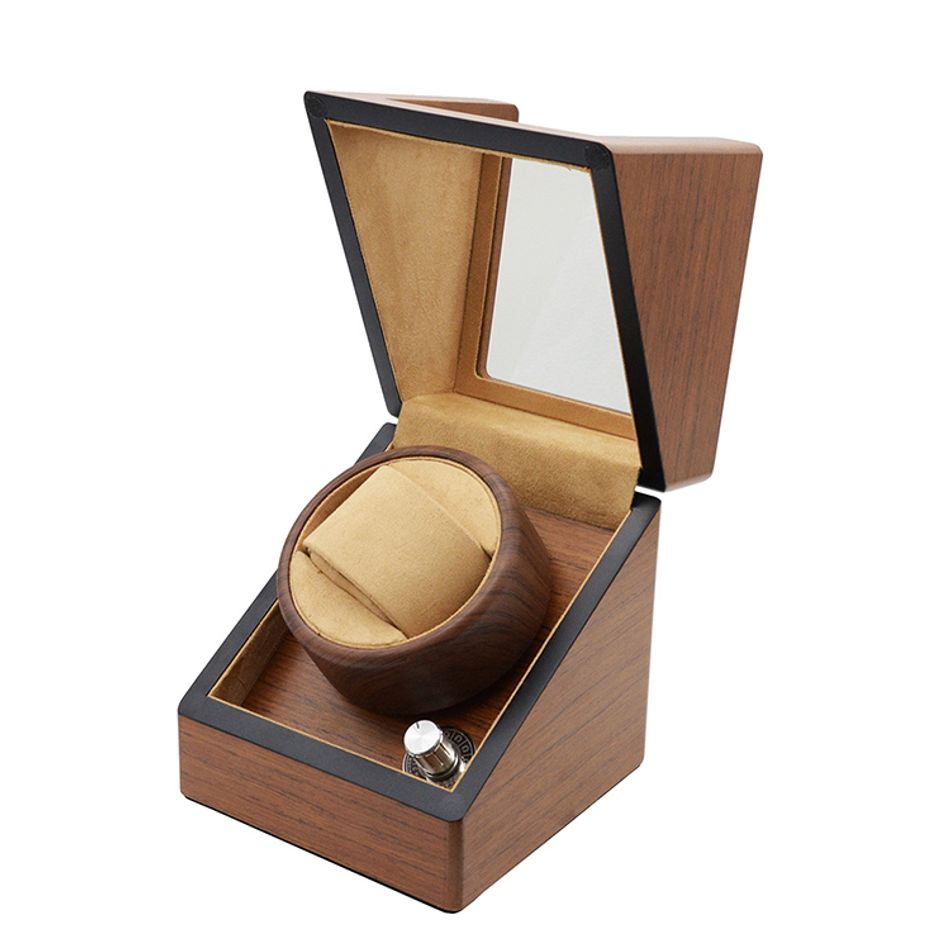 手錶收納盒  旋轉盒 機械錶盒 原木色 2入 機械腕錶自動上鍊盒 開蓋展示