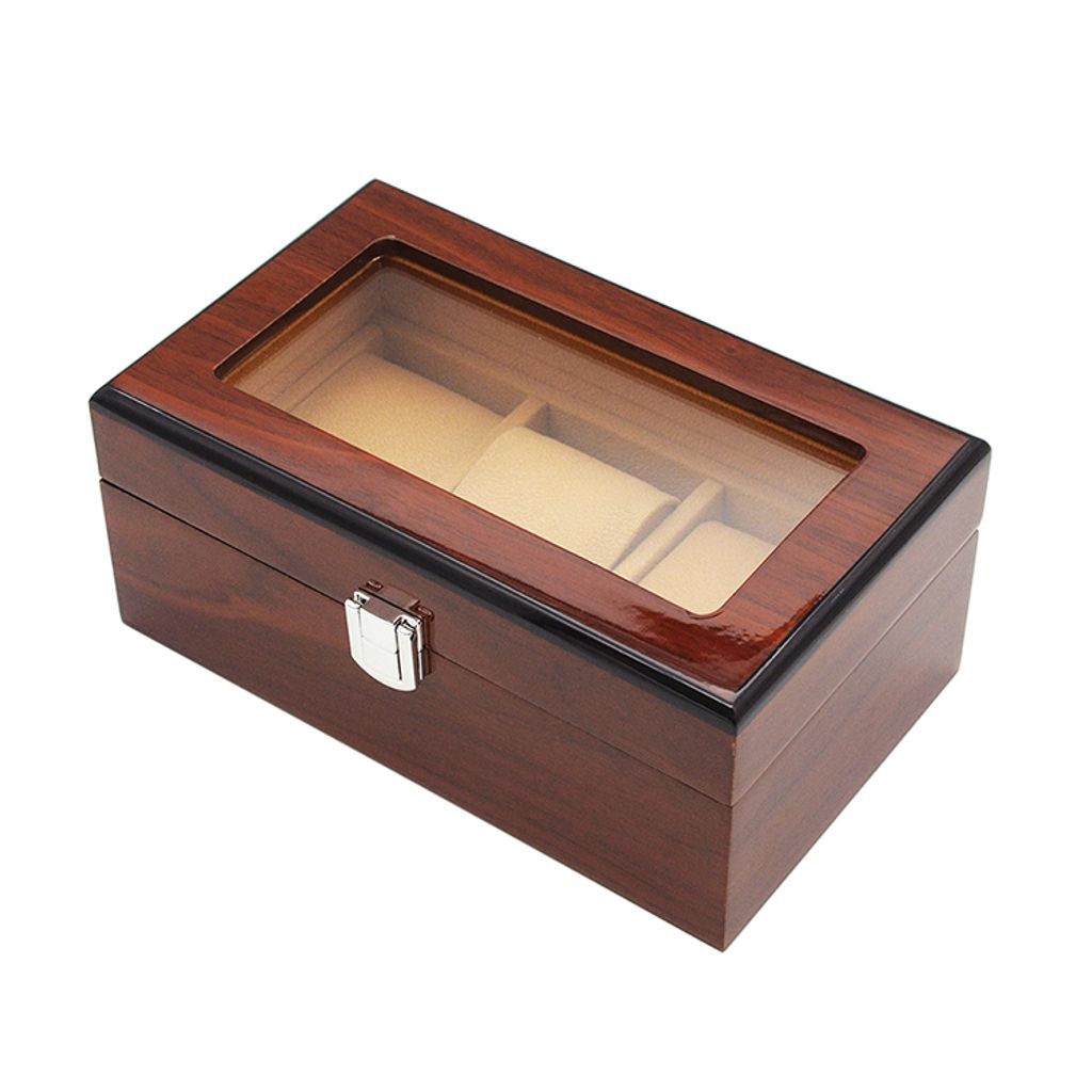 手錶收納盒  烤漆原木色手錶收納盒3入 側面