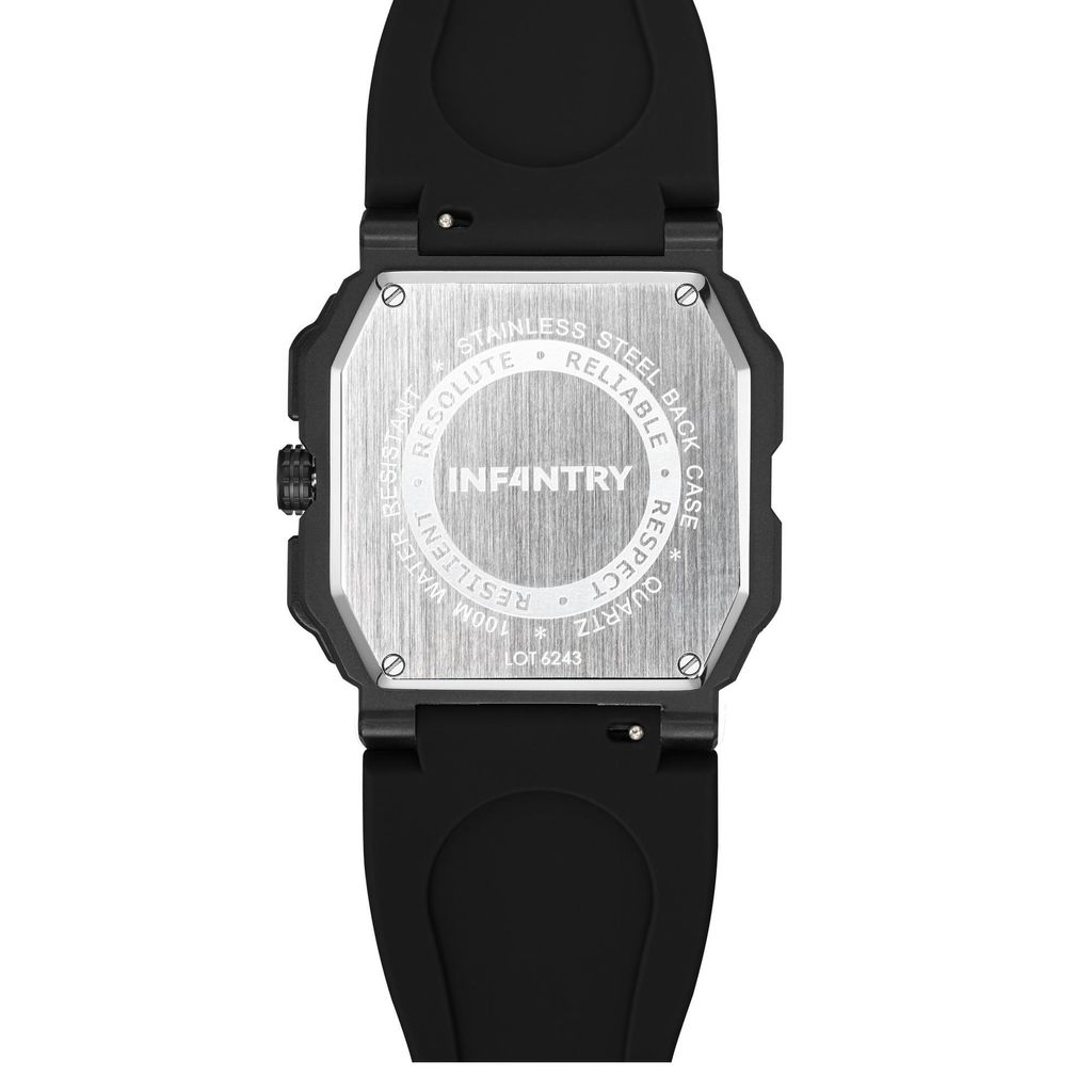 INF4NTRY | REVO47-CHR01-BK | 黑色夜鷹方殼腕錶 機械鏤空 男錶 背面