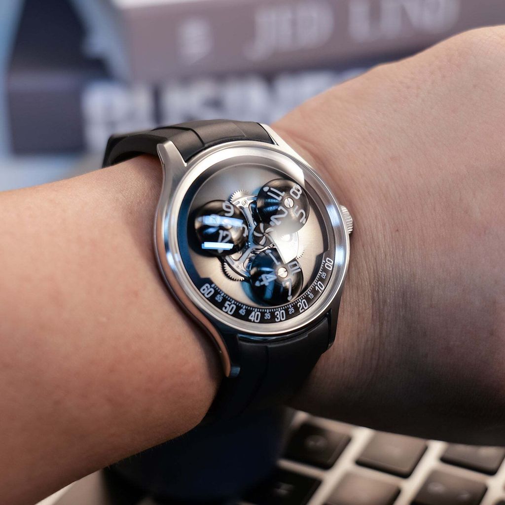 OBLVLO｜BLM-TRISOME-PSBR｜機械腕錶 黑色橡膠錶帶 科技感夜光男錶 實戴展示