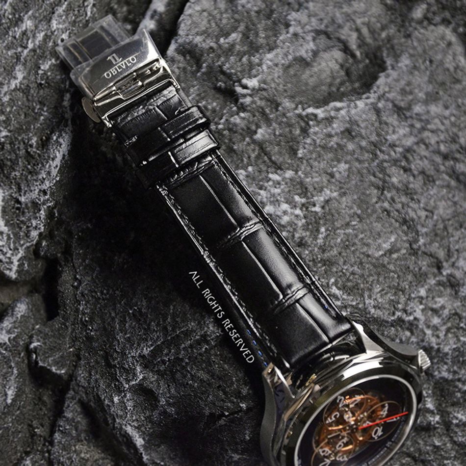 OBLVLO ｜DK-STA-YSB｜銀框星空面 星輪 自動上鍊機械腕錶 皮革錶帶錶帶展示