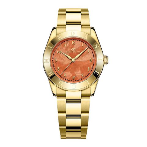 Copy - DANIEL GORMAN ｜多巴胺系列 DG9036YY｜金框橘面 不規則紋路 金色不鏽鋼錶帶正面