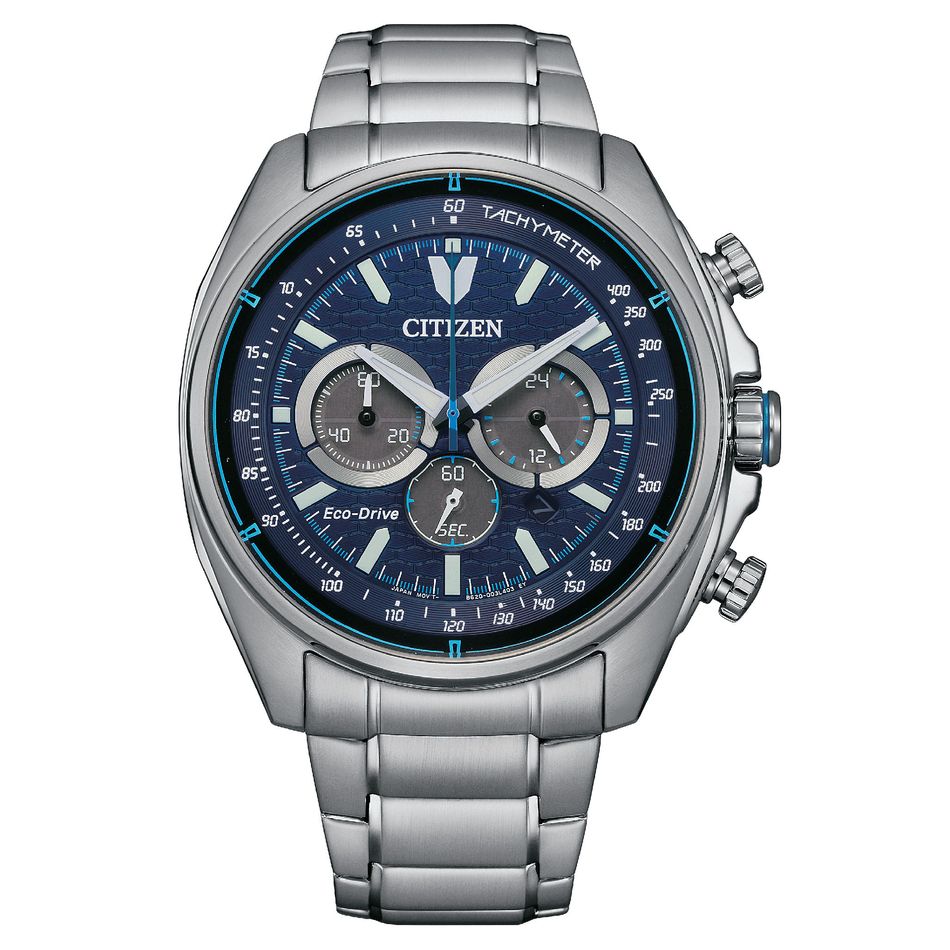 CITIZEN 星辰 | CA4560-81L | 疾速奔馳光動能計時手錶 藍 44.75mm 正面