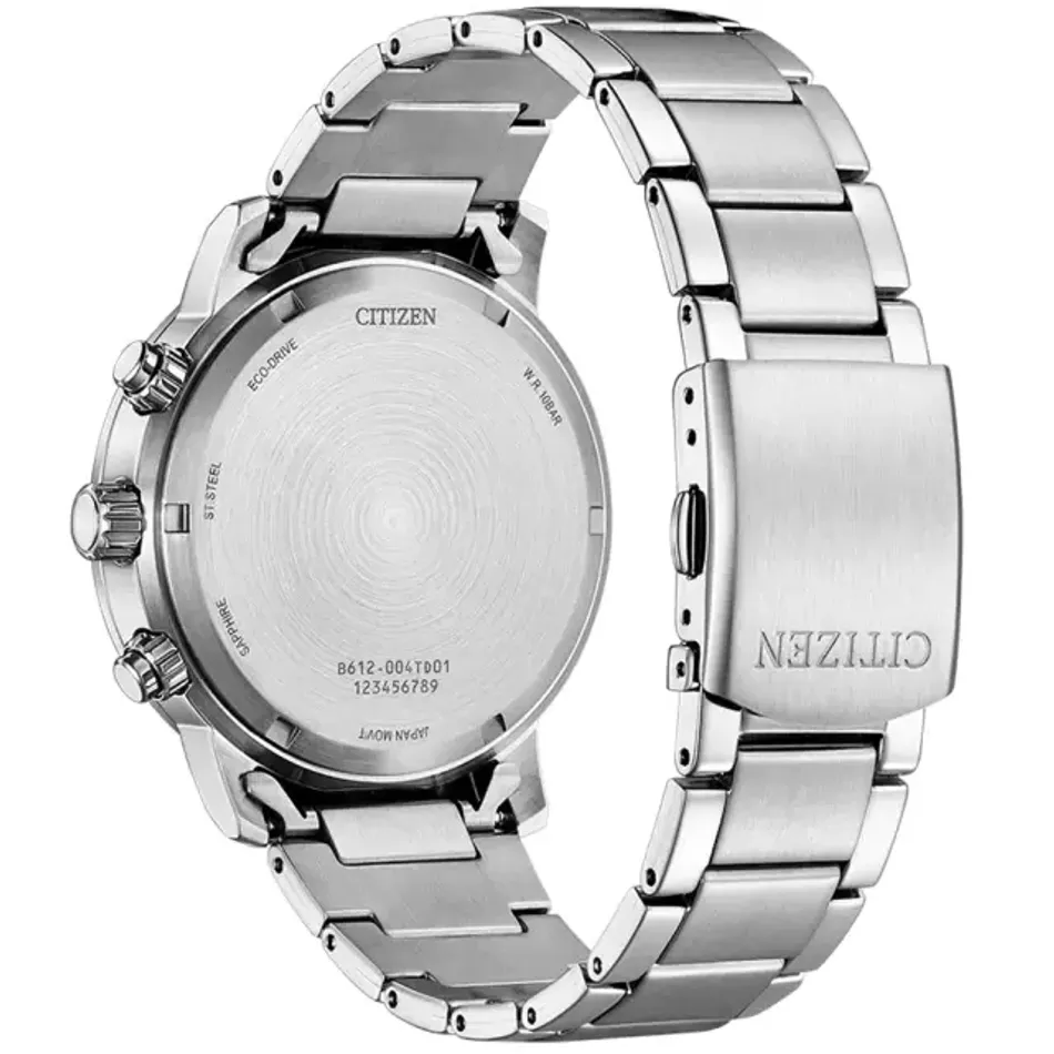 CITIZEN 星辰 | 亞洲限定款 CA0840-87X | 碼錶計時 白鋼 男錶 背面