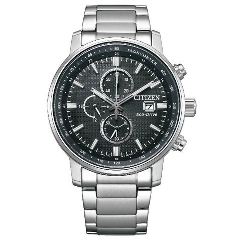 CITIZEN 星辰 | 亞洲限定款 CA0840-87E | 碼錶計時 白鋼 男錶 正面