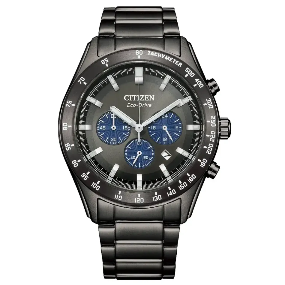CITIZEN 星辰 | Chronograph系列 CA4677-50H | 槍灰色 三眼計時手錶 43mm 正面