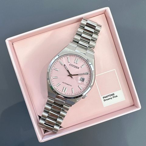 CITIZEN 星辰 | PANTONE彩通色彩聯名款 NJ0158-89X | 少女粉錶面 銀色錶帶 機械錶錶盒