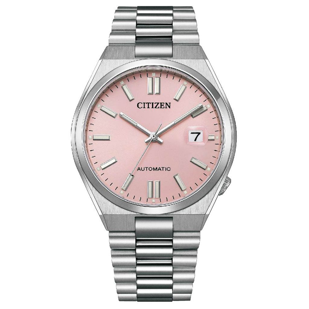 CITIZEN 星辰 | PANTONE彩通色彩聯名款 NJ0158-89X | 少女粉錶面 銀色錶帶 機械錶正面