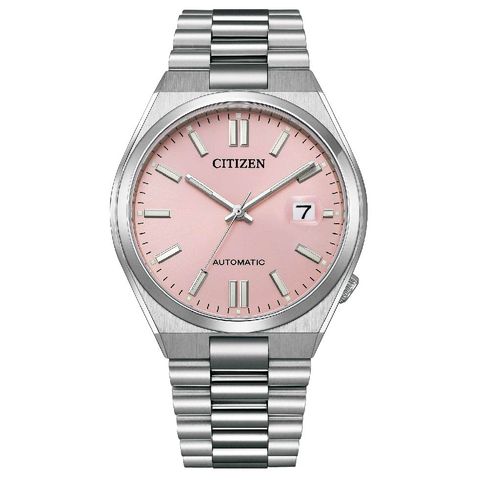 CITIZEN 星辰 | PANTONE彩通色彩聯名款 NJ0158-89X | 少女粉錶面 銀色錶帶 機械錶正面