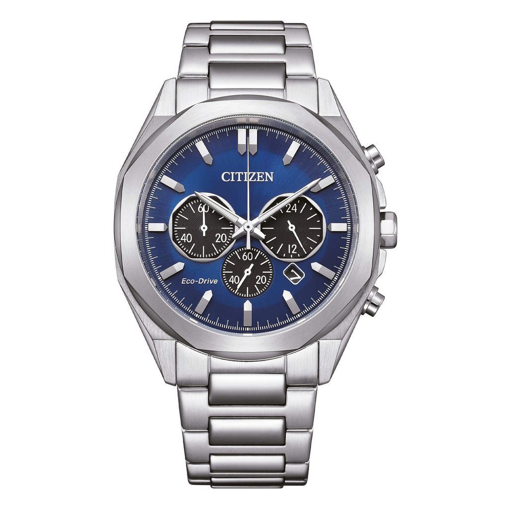 CITIZEN 星辰 | CA4590-81L | 三眼碼錶計時 不鏽鋼錶帶 正面