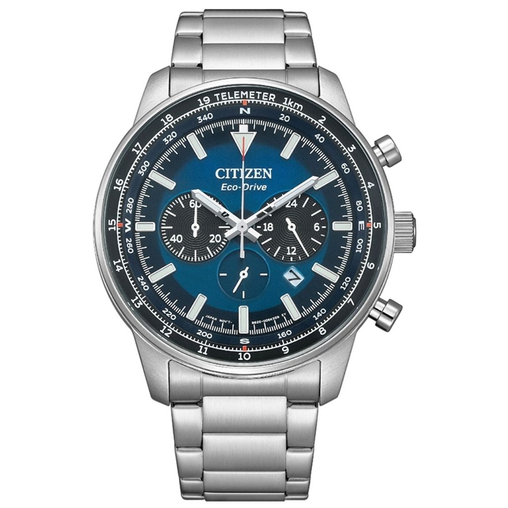 CITIZEN星辰 | Chronograph系列 CA4500-91L | 藍面 不鏽鋼光動能男錶 44mm正面